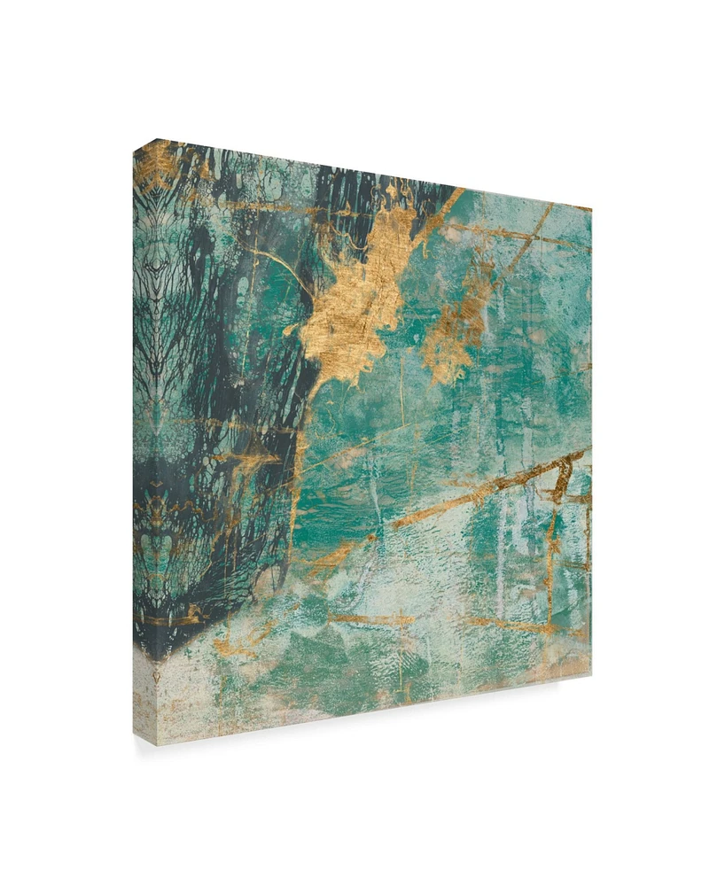 Jennifer Goldberger Teal Lace I Canvas Art - 20" x 25"