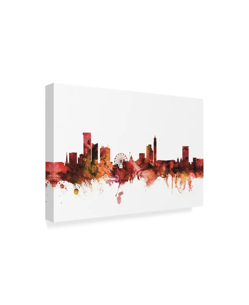 Michael Tompsett Birmingham England Skyline Red Canvas Art