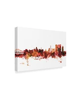 Michael Tompsett Calcutta (Kolkata) India Skyline Red Canvas Art - 20" x 25"