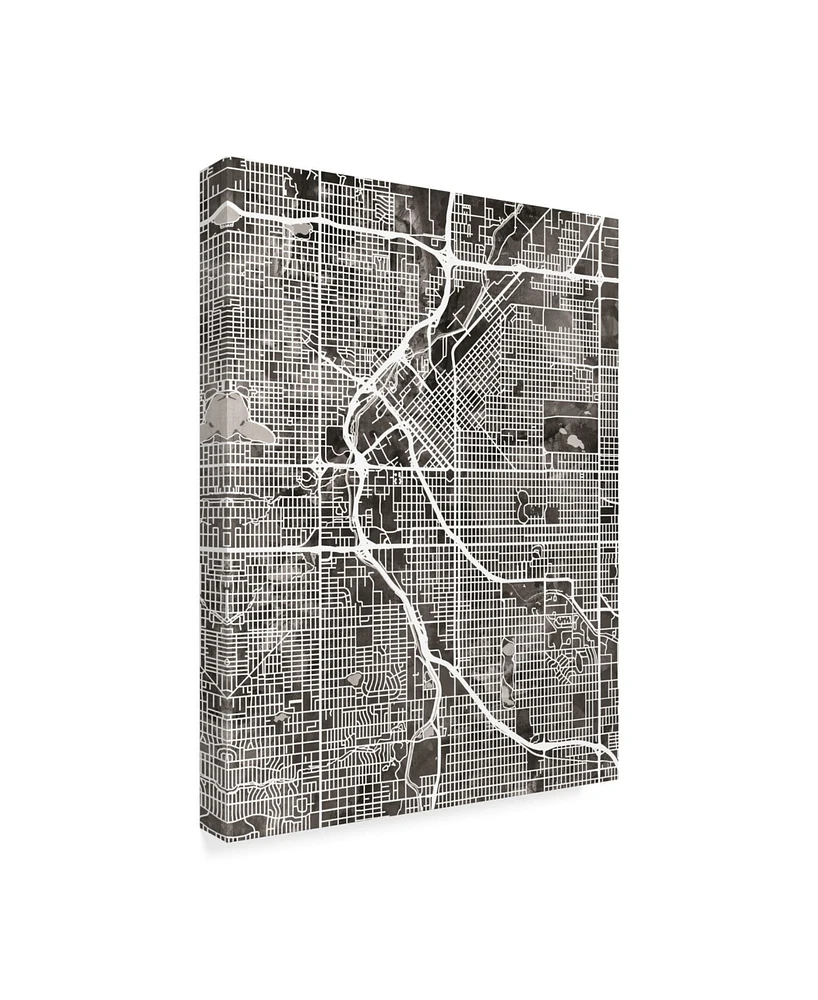Michael Tompsett Denver Colorado Street Map Black Canvas Art - 20" x 25"