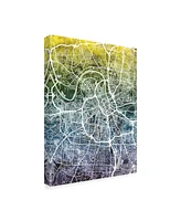 Michael Tompsett Nashville Tennessee City Map Blue Yellow Canvas Art - 20" x 25"