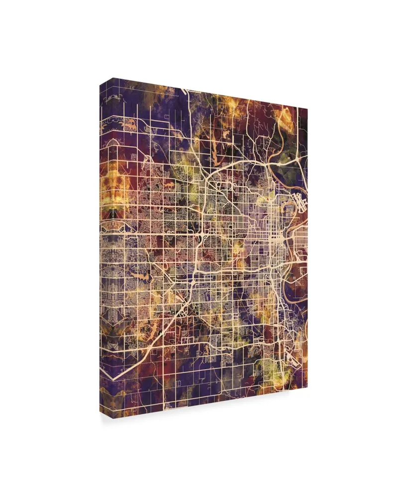 Michael Tompsett Omaha Nebraska City Map Ii Canvas Art - 20" x 25"