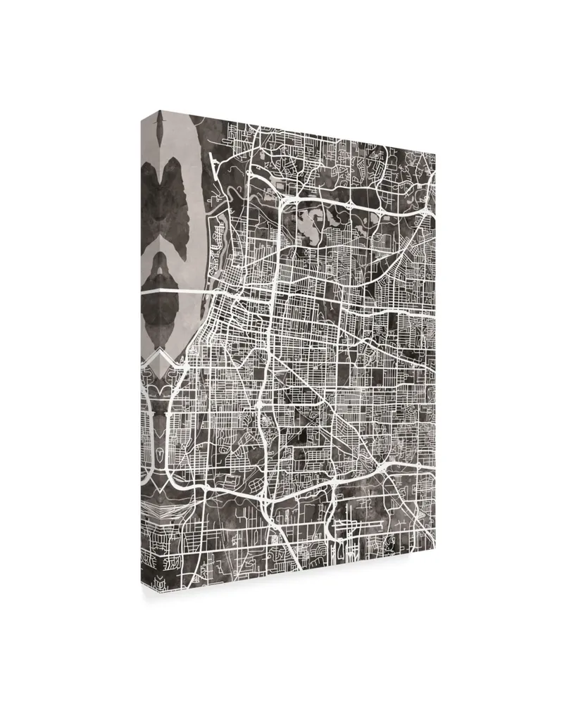 Michael Tompsett Memphis Tennessee City Map Black Canvas Art