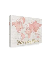 Sue Schlabach Across the World She's Going Places Pink Canvas Art - 20" x 25"