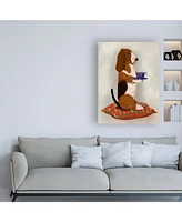 Fab Funky Basset Hound Taking Tea Canvas Art - 19.5" x 26"