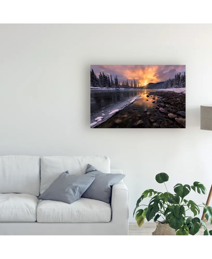 Yun Wang Icy Morning on Fire Canvas Art - 15" x 20"