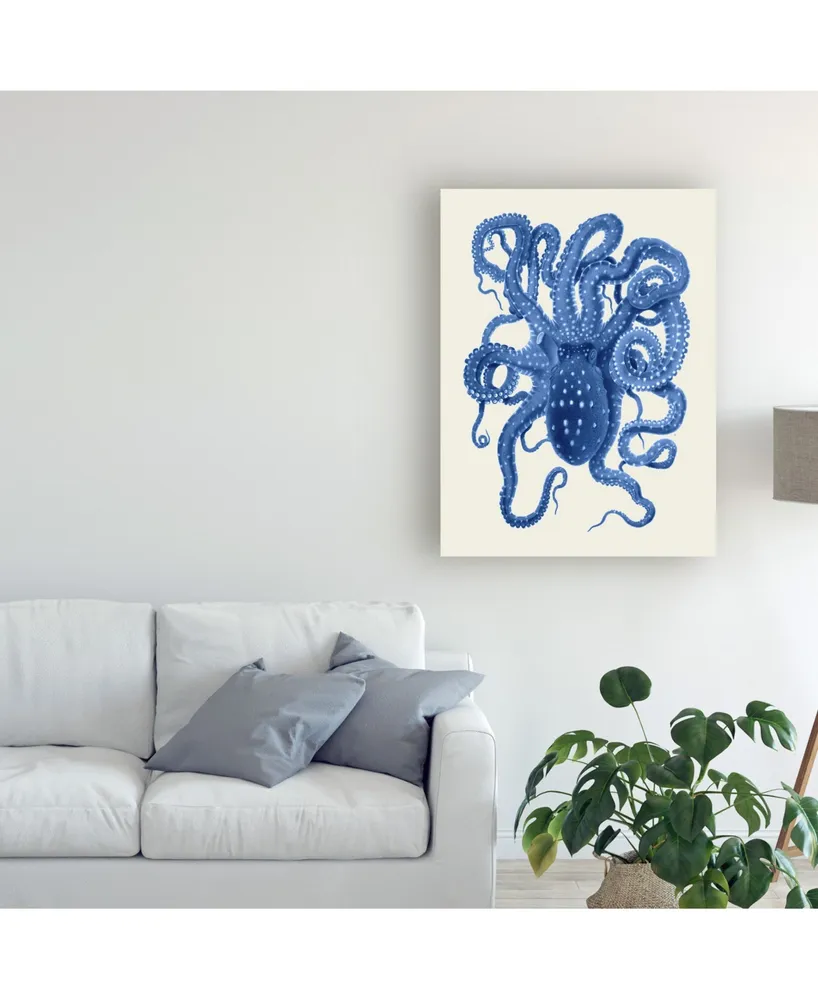 Fab Funky Blue Octopus on Cream a Canvas Art