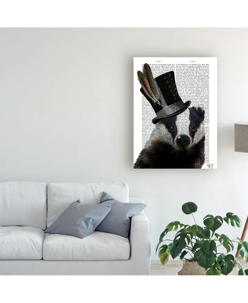 Fab Funky Steampunk Badger in Top Hat Woodland Canvas Art