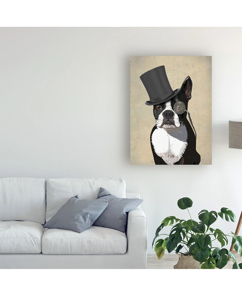 Fab Funky Boston Terrier, Formal Hound and Hat Canvas Art - 19.5" x 26"