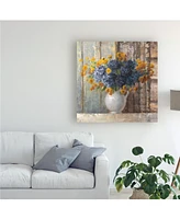 Danhui Nai Fall Dahlia Bouquet Crop Blue Canvas Art