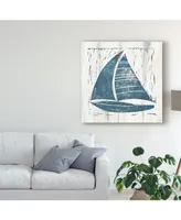 Courtney Prahl Nautical Collage Iv on White Wood Canvas Art - 27" x 33"