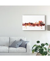 Michael Tompsett Calcutta (Kolkata) India Skyline Red Canvas Art - 20" x 25"