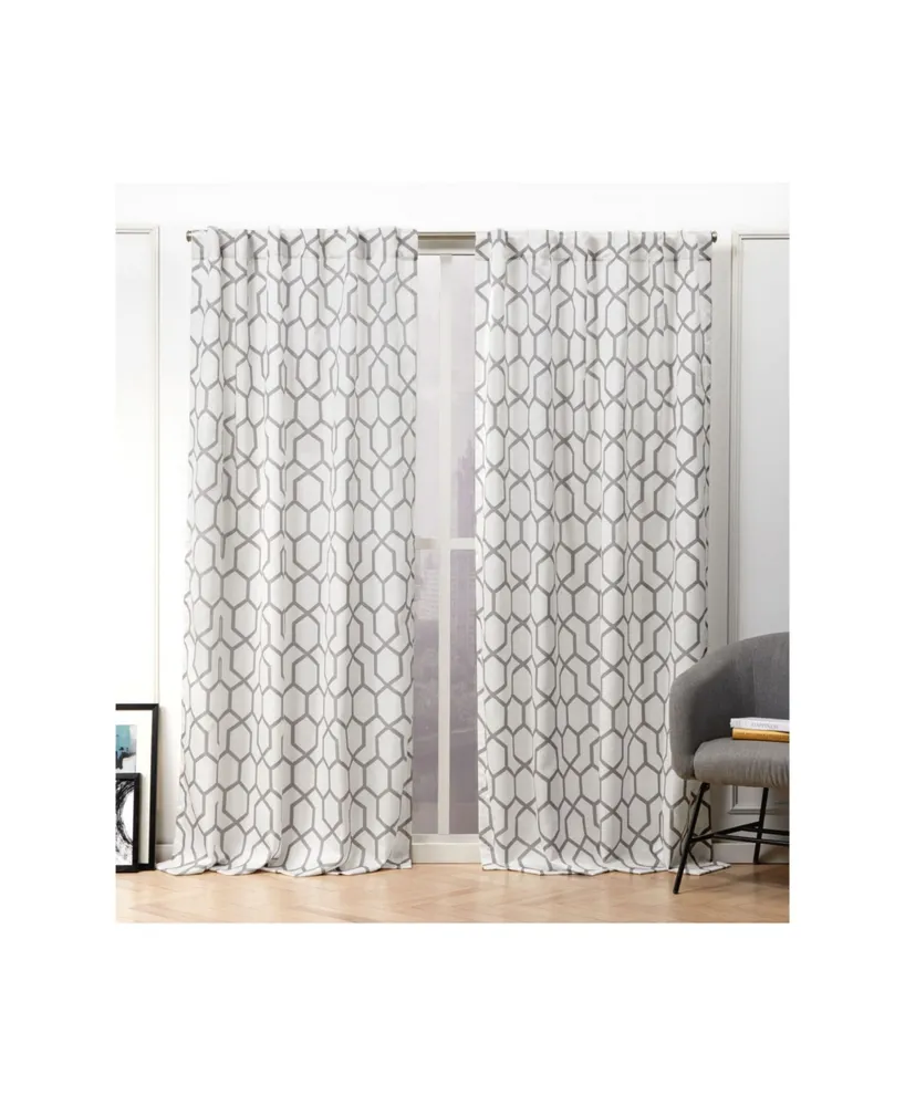 Nicole Miller Hexa Geometric Print Hidden Tab Top Curtain Panel Pair