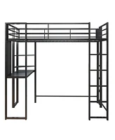 EveryRoom Alix Twin Metal Loft Bed with Desk