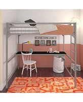 EveryRoom Mason Metal Full Loft Bed with Desk