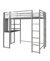 EveryRoom Alix Twin Metal Loft Bed with Desk