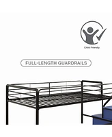 EveryRoom Kaden Junior Twin Loft Bed with Storage Steps