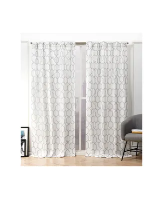 Nicole Miller Hexa Geometric Print Hidden Tab Top Curtain Panel Pair, 54" X 96"