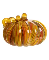 Glitzhome Striped Glass Large Pumpkin