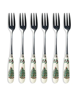 Spode Christmas Tree Pastry Forks, Set of 6