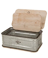 Glitzhome Set of 2 Galvanized Wood Storage Chests