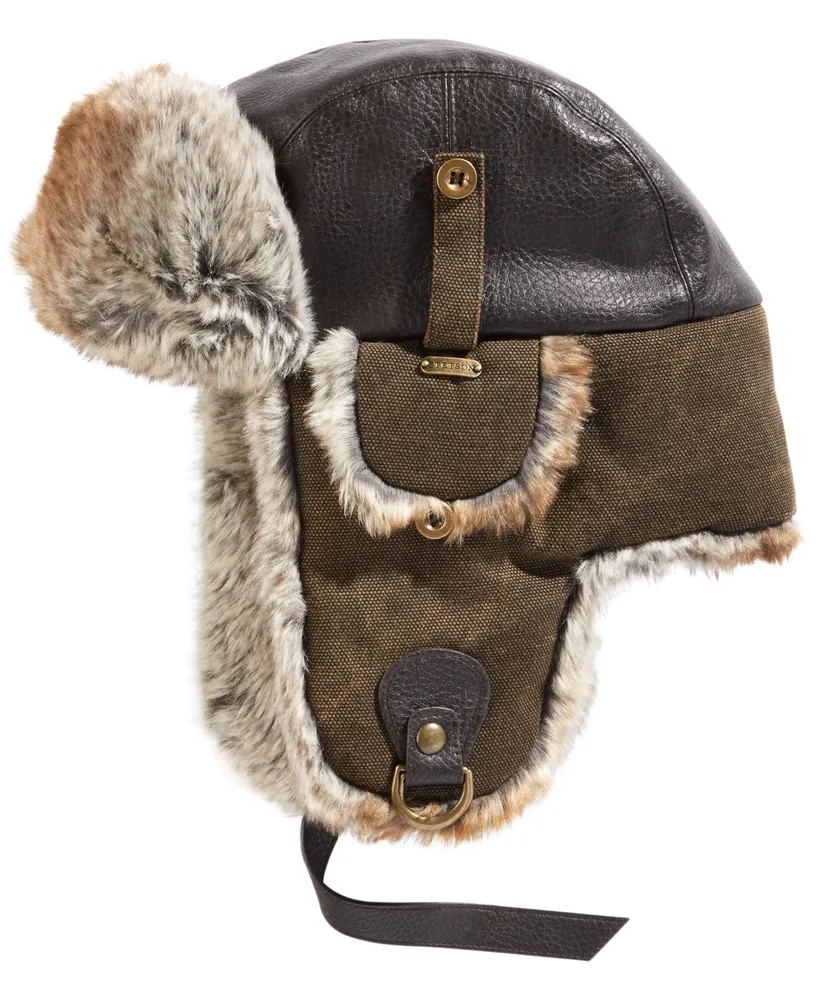 Stetson Men's Canvas Faux-Leather Trapper Hat