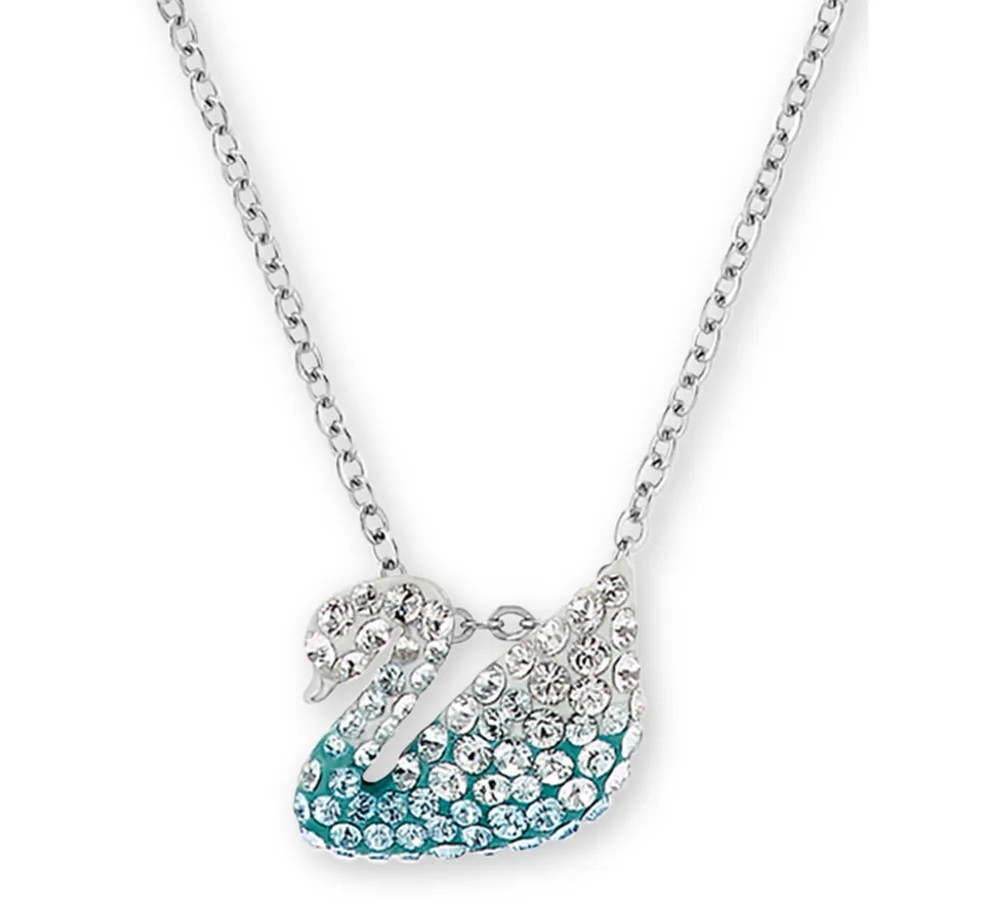 Swarovski Silver-Tone Small Pave Swan Pendant Necklace, 14" + 7/8" extender