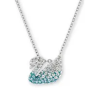 Swarovski Silver-Tone Small Pave Swan Pendant Necklace, 14" + 7/8" extender