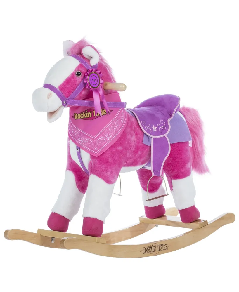 Rocking Horse Plush Animal on Wooden Rockers with Sounds, Stirrups, Saddle  & Reins, Ride on Toy, Toddlers to 4 Years Old by Happy Trails 