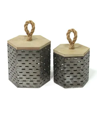 Stratton Home Decor Metal Decorative Containers Set of 2