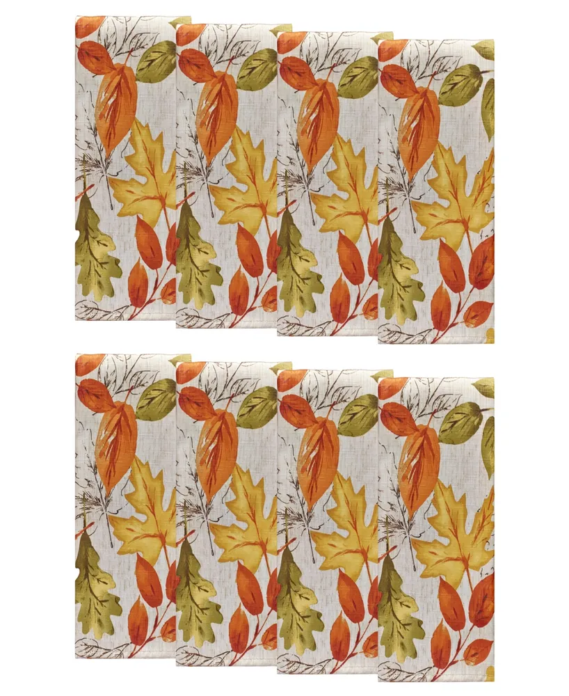 Elrene Autumn Leaves Fall Printed Napkins, Set of 8 - Multi