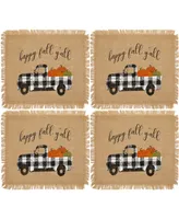 Elrene Happy Fall Y'all Farmhouse Burlap Placemat, Set of 4, 13"x 19"
