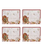 Elrene Holiday Turkey Bordered Fall Placemat, Set of 4