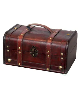 Vintiquewise Decorative Vintage-Like Wood Treasure Box - Wooden Trunk Chest with Handle