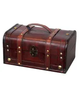 Vintiquewise Decorative Vintage-Like Wood Treasure Box - Wooden Trunk Chest with Handle