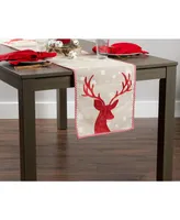 Design Imports Reindeer Embroidered Table Runner