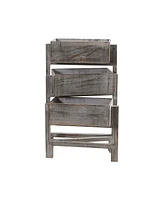 Nearly Natural 3.5-Ft. Gray Washed Expandable Decorative Planter