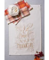 Design Imports Assorted Check Fall Be Thankful Printed Dishtowel Set