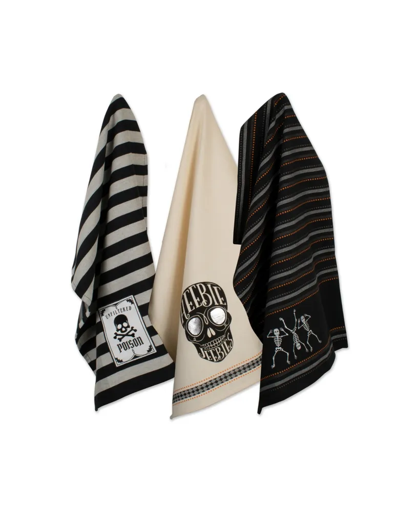 Design Imports Assorted Skeleton Embellished Dishtowel Set