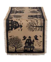 Design Imports Haunted House Burlap Table Runner