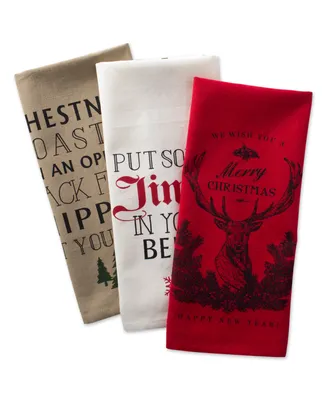 Design Imports Assorted Stag Christmas Print Dishtowel Set