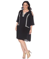 White Mark Women's Plus Size Marybeth Embroidered Dress