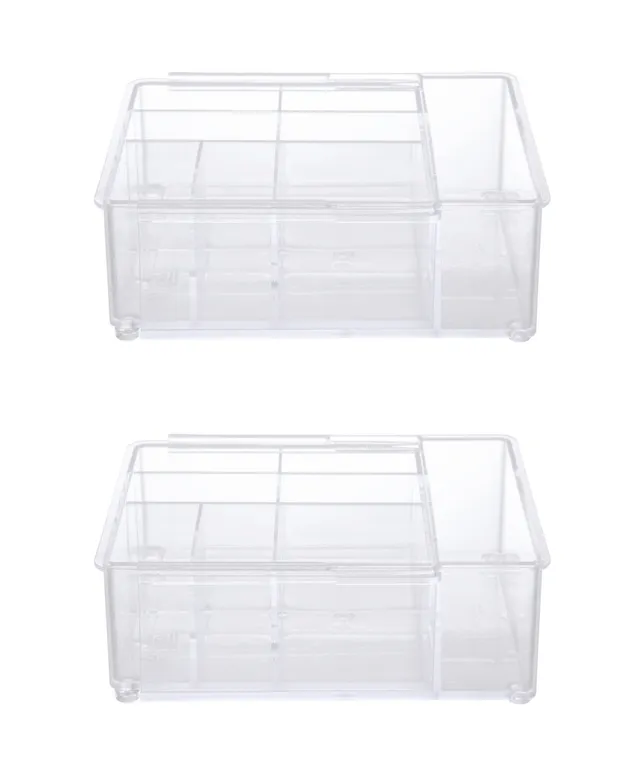 mDesign Plastic Stackable 2-Tier Kitchen Drawer Organizer Tray Bin, Clear 