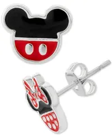 Disney Children's Minnie & Mickey Mouse Mismatched Stud Earrings in Sterling Silver