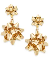 Holiday Lane Gold-Tone Bow Drop Earrings, Created for Macy's