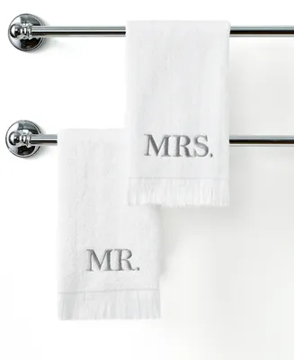 Avanti Mr. & Mrs. Embroidered Cotton Fingertip Towel, 11" x 18"