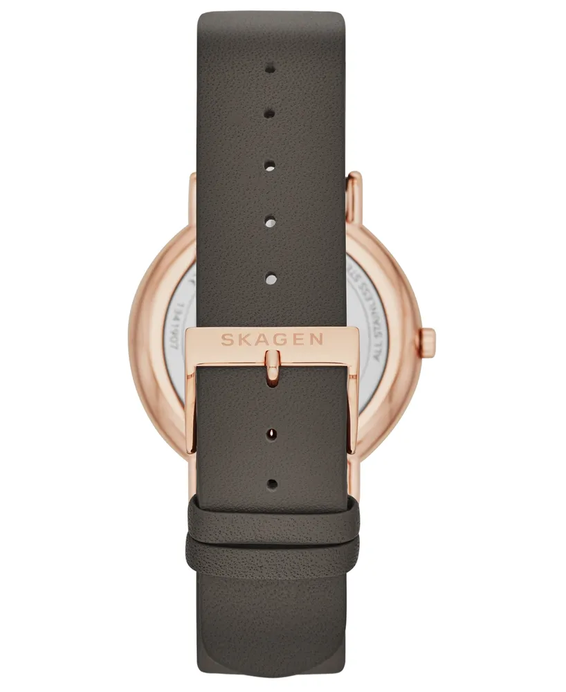 Skagen Women's Signatur Charcoal Leather Strap Watch 38mm