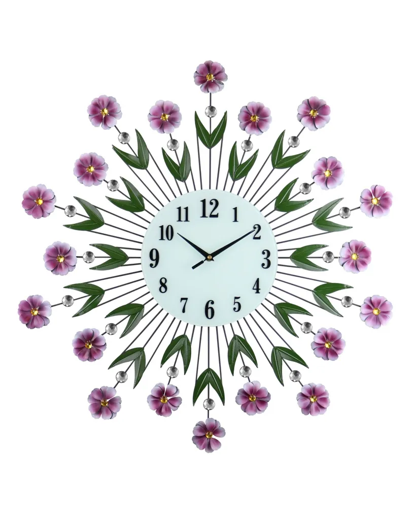 Three Star Flowers Wall Clock