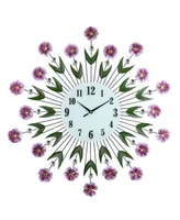 Three Star Flowers Wall Clock