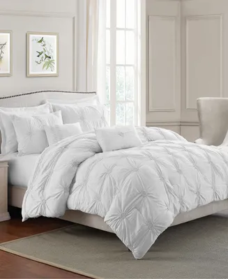 Cathay Home Inc. Floral Pintuck Comforter Set, Twin/Twin Xl